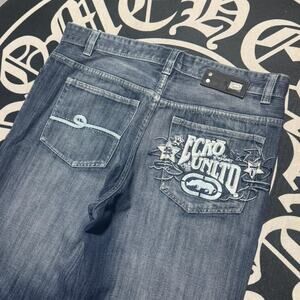 Ecko Unlimited Embroidered Jeans Baggy Denim Pants
